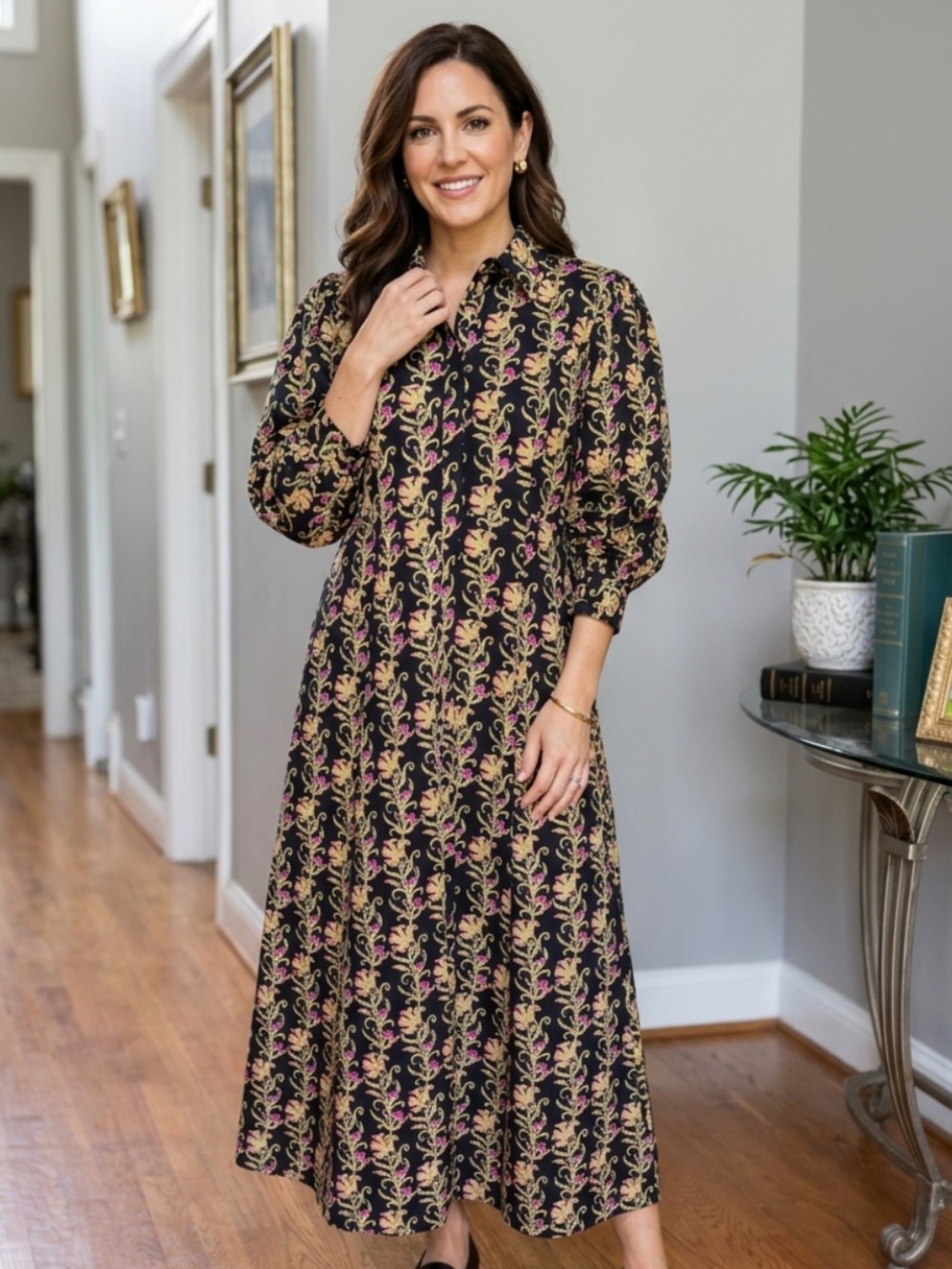 Livro Rosie Dress Maxi Shirt Dress with Short Puff Sleeves size Medium 🖤